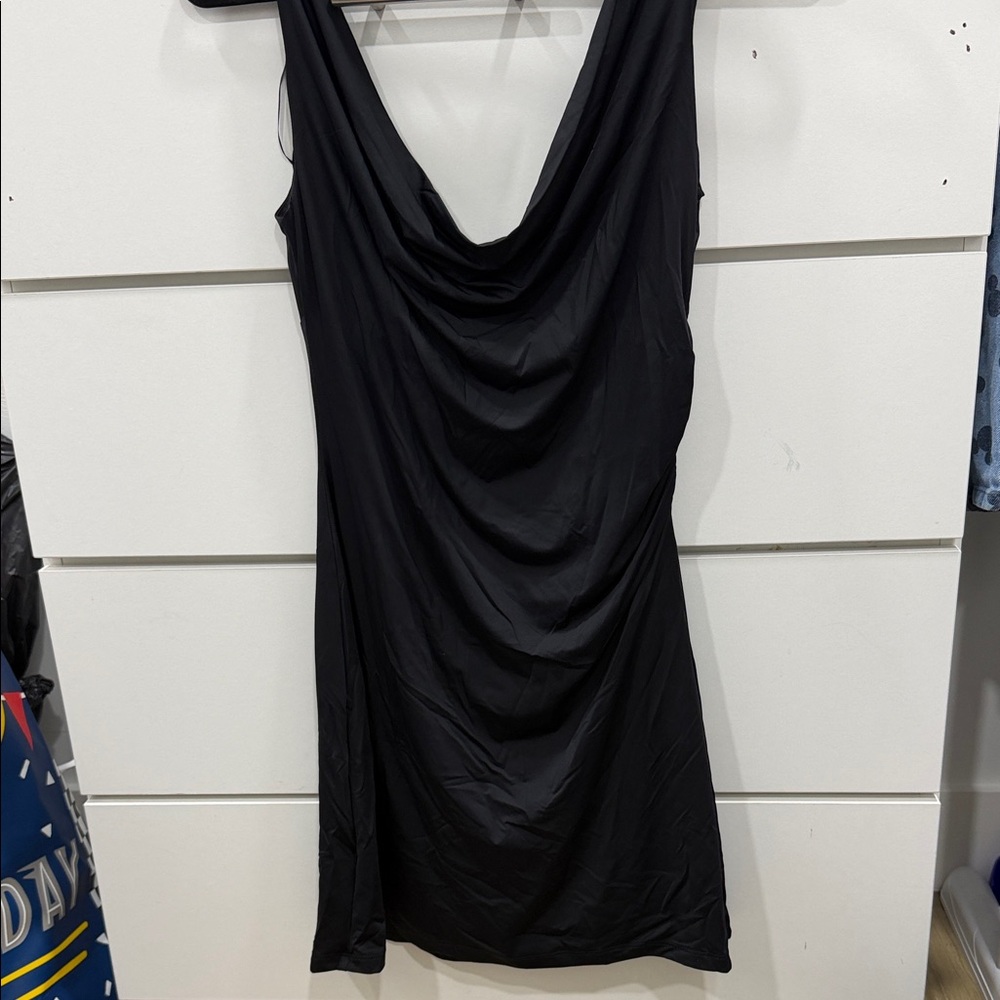 Cotton Candy Black Cowl Neck Mini Dress
